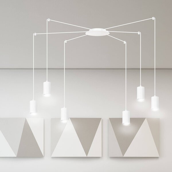 Lampadario a Sospensione in Acciaio TRAKER 6 BLACK e WHITE