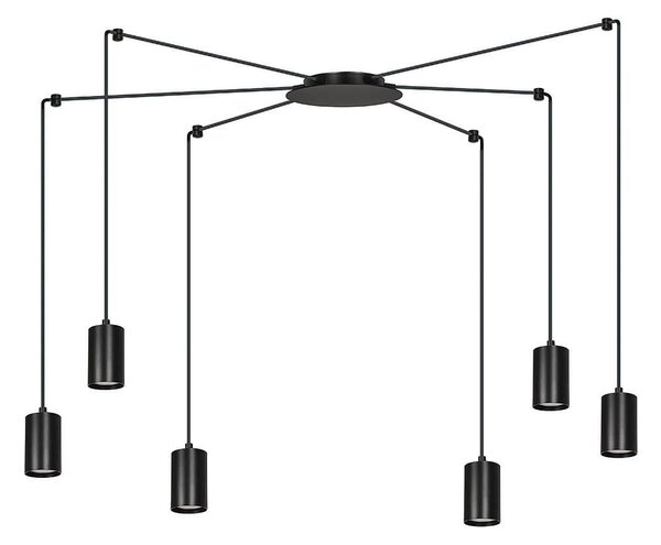 Lampadario a Sospensione in Acciaio TRAKER 6 BLACK e WHITE