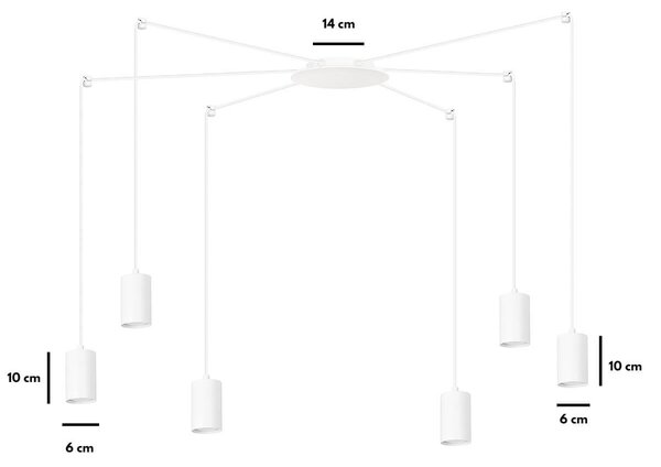 Lampadario a Sospensione in Acciaio TRAKER 6 BLACK e WHITE