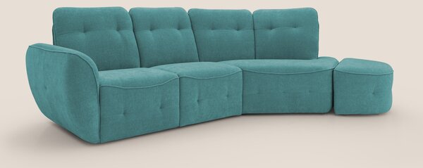 Cerbero divano angolare con pouf mobile in morbido bouclé impermeabile