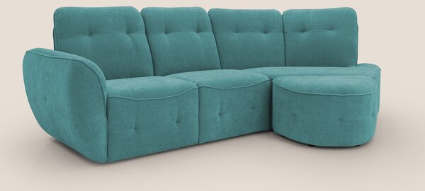 Cerbero divano angolare con pouf mobile in morbido bouclé impermeabile