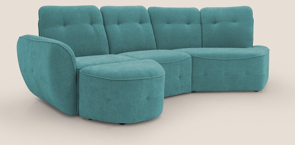 Cerbero divano angolare con pouf mobile in morbido bouclé impermeabile