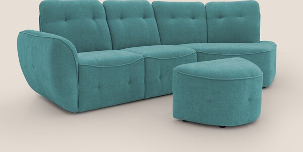 Cerbero divano angolare con pouf mobile in morbido bouclé impermeabile