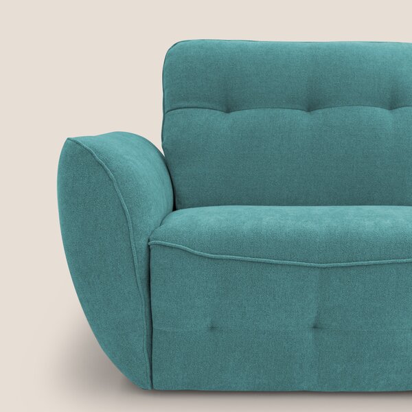 Cerbero divano angolare con pouf mobile in morbido bouclé impermeabile