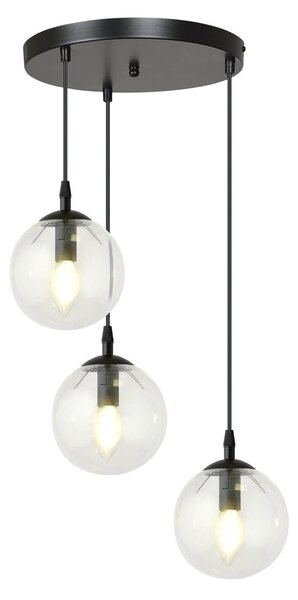 Lampadario a Sospensione COSMO 3 BLACK TRANSPARENT PREMIUM