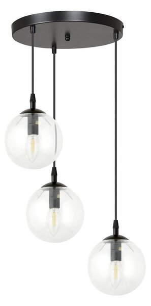 Lampadario a Sospensione COSMO 3 BLACK TRANSPARENT PREMIUM