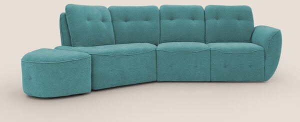 Cerbero divano angolare con pouf mobile in morbido bouclé impermeabile
