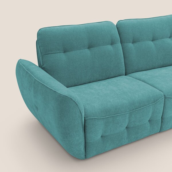 Cerbero divano angolare con pouf mobile in morbido bouclé impermeabile