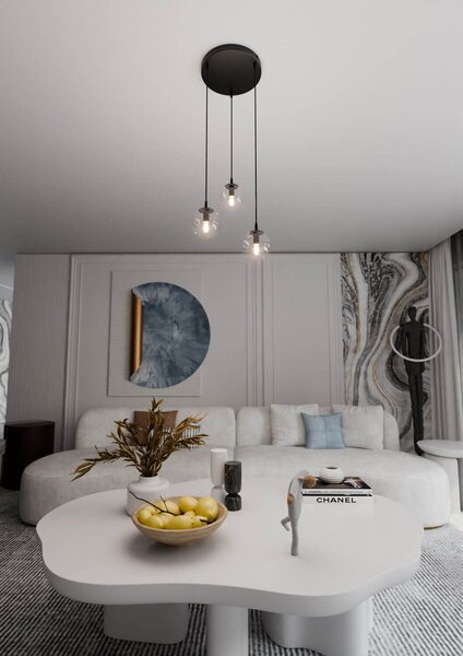 Lampadario a Sospensione COSMO 3 BLACK TRANSPARENT PREMIUM