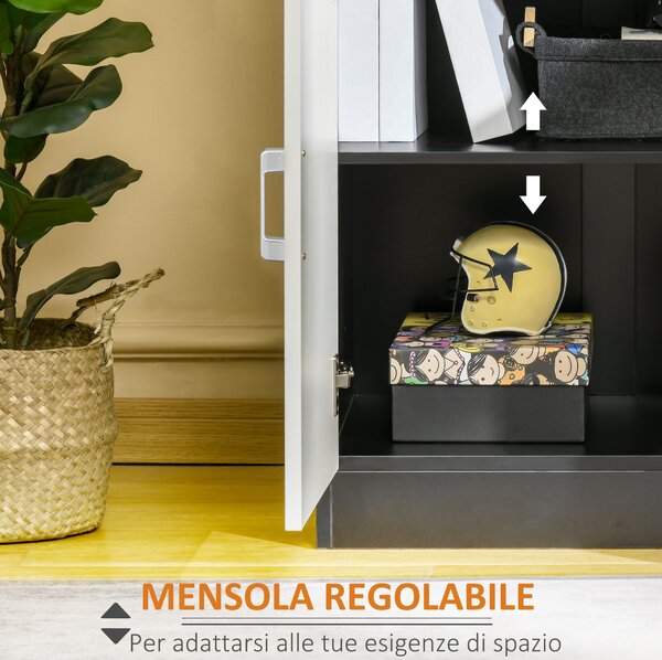 HOMCOM Mobiletto con Cassetto e Ripiano Regolabile per Cucina, Soggiorno e Anticamera, in MDF, 60x40x90cm, Bianco e Nero|Aosom
