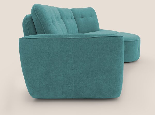 Cerbero divano angolare con pouf mobile in morbido bouclé impermeabile