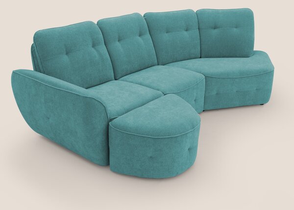 Cerbero divano angolare con pouf mobile in morbido bouclé impermeabile