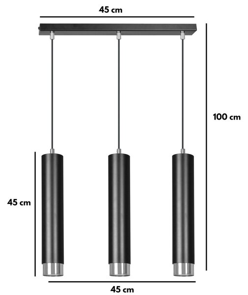 Lampadario a sospensione KIBO 3 BLACK e WHITE