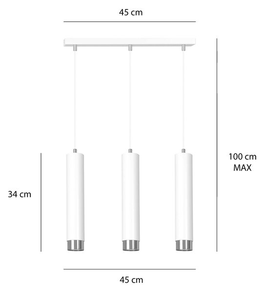 Lampadario a sospensione KIBO 3 BLACK e WHITE
