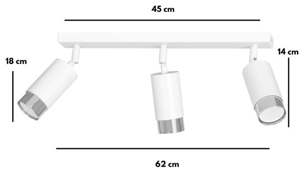 Lampadario Orientabile HIRO 3 BLACK e WHITE da soffitto e parete