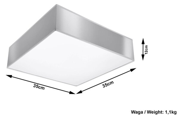 Plafoniera Quadrata in PVC da Soffitto 2xE27 HORUS 35 Grey da interno