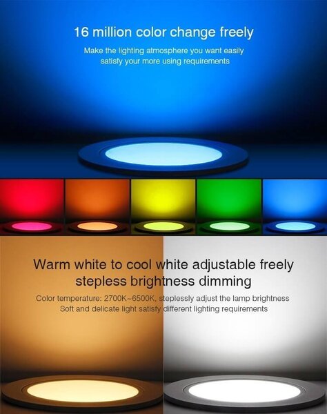Faro da Incasso 6W RGB+CCT Dimmerabile Antiabbagliamento Sinc. Aut. - Foro Ø80mm - 85mm Colore RGB+CCT