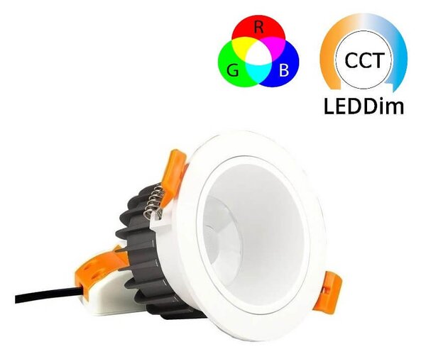 Faro da Incasso 6W RGB+CCT Dimmerabile Antiabbagliamento Sinc. Aut. - Foro Ø80mm - 85mm Colore RGB+CCT