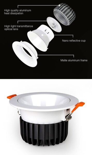 Faro da Incasso 12W RGB+CCT Dimmerabile Antiabbagliamento Sinc. Aut. - Foro Ø95mm -100mm Colore RGB+CCT
