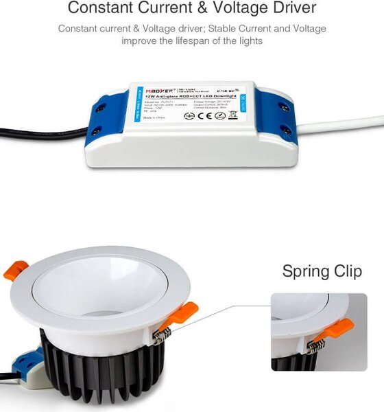 Faro da Incasso 12W RGB+CCT Dimmerabile Antiabbagliamento Sinc. Aut. - Foro Ø95mm -100mm Colore RGB+CCT