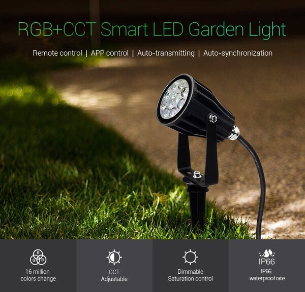 Faretto LED a Picchetto 6W RGB+CCT IP66 Sinc. Aut. WiFi - Mi-Light Colore RGB+CCT
