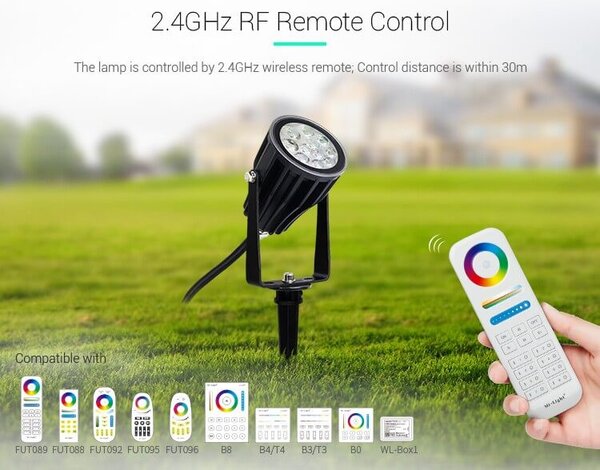 Faretto LED a Picchetto 6W RGB+CCT IP66 Sinc. Aut. WiFi - Mi-Light Colore RGB+CCT