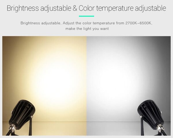 Faretto LED a Picchetto 6W RGB+CCT IP66 Sinc. Aut. WiFi - Mi-Light Colore RGB+CCT