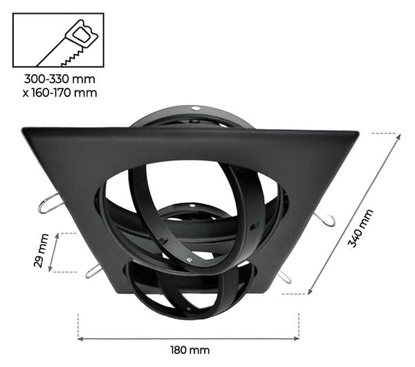 Faro da Incasso Orientabile per 2 lampade AR111 - Nero