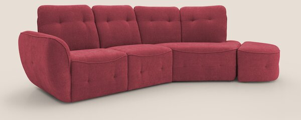 Cerbero divano angolare con pouf mobile in morbido bouclé impermeabile