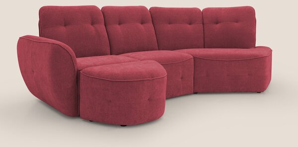 Cerbero divano angolare con pouf mobile in morbido bouclé impermeabile