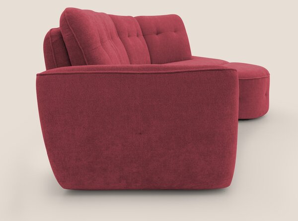 Cerbero divano angolare con pouf mobile in morbido bouclé impermeabile