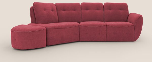 Cerbero divano angolare con pouf mobile in morbido bouclé impermeabile