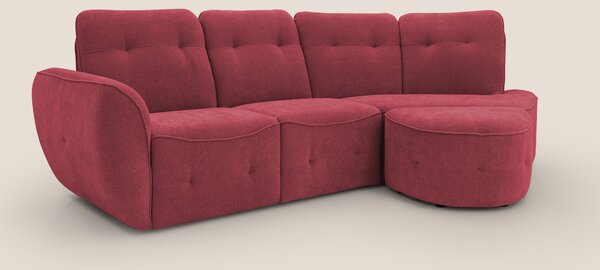 Cerbero divano angolare con pouf mobile in morbido bouclé impermeabile