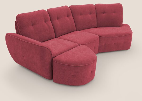 Cerbero divano angolare con pouf mobile in morbido bouclé impermeabile