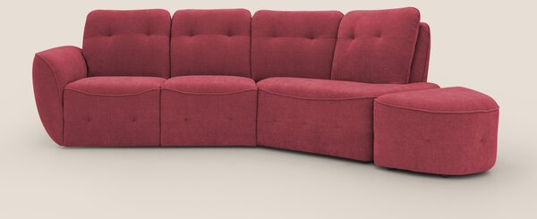 Cerbero divano angolare con pouf mobile in morbido bouclé impermeabile
