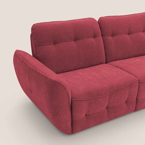 Cerbero divano angolare con pouf mobile in morbido bouclé impermeabile