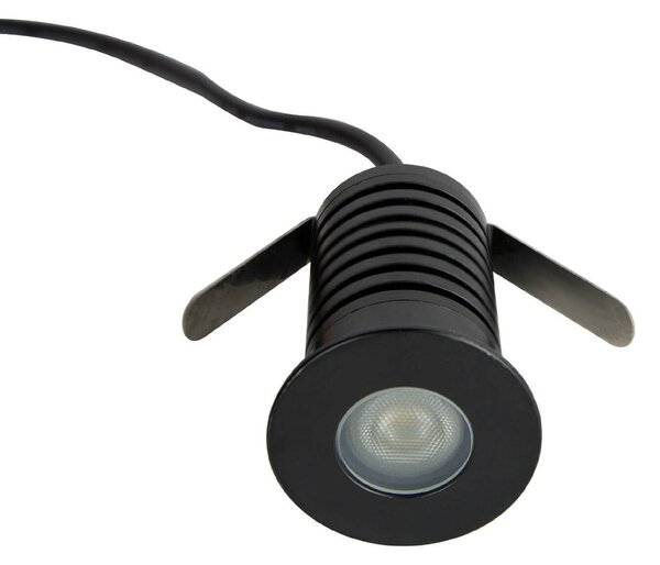 Faretto Segnapasso LED 3W IP67 Nero Professional Colore Bianco Caldo 2.700K