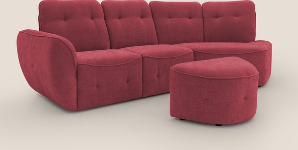 Cerbero divano angolare con pouf mobile in morbido bouclé impermeabile