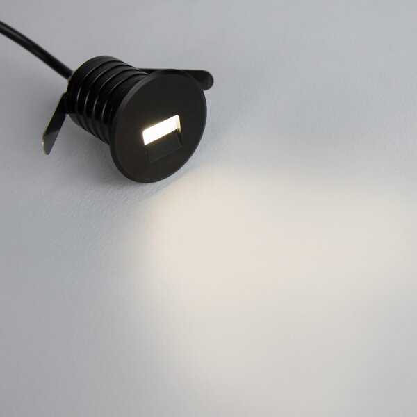 Faretto LED Nero 1W IP67 Professional - per Gradini Colore Bianco Caldo 2.700K