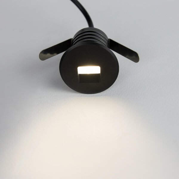 Faretto LED Nero 1W IP67 Professional - per Gradini Colore Bianco Caldo 2.700K