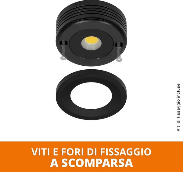 Faretto LED a superficie 5W IP65 220V Dimmerabile Nero - Professional Colore Bianco Naturale 4.000K