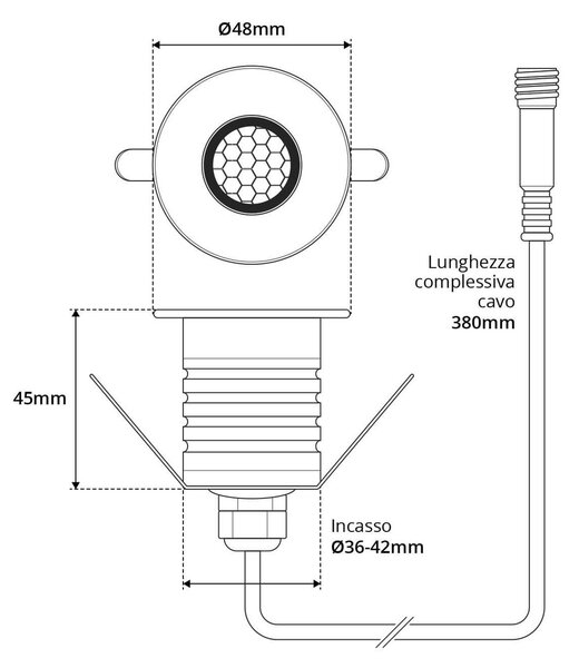 Segnapasso LED 3W IP67 Anti-Abbagliamento Nero Professional Colore Bianco Caldo 2.700K