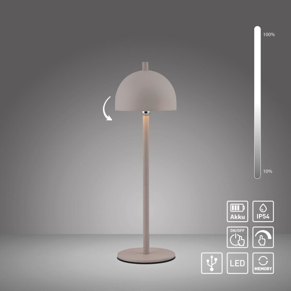 Schöner Wohnen 19244-39 - Lampada da tavolo LED dimmerabile BELLIS LED/2,5W/5V IP54 grigia