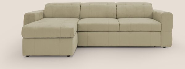 Kronos Divano angolare con pouf estraibile e penisola contenitore in m