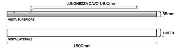 Lampada Lineare LED a Sospensione 55W 150cm nera con driver Philips