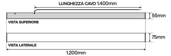 Lampada Lineare LED da Soffitto 42W 120cm Nera con driver Philips
