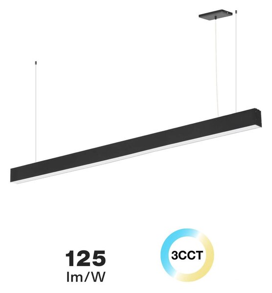 Lampada Lineare LED a Sospensione 55W 150cm nera con driver Philips