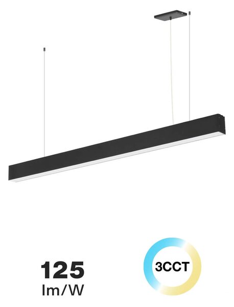 Lampada Lineare LED a Sospensione 42W 120cm Nera con driver Philips