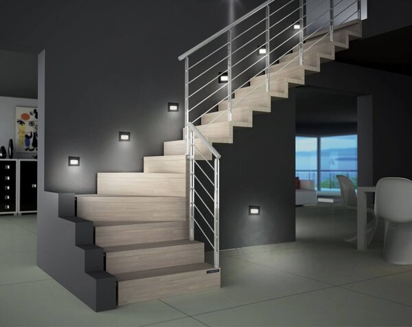 Segnapasso LED per Scatola 503 3.5W IP65 Nero - Antiabbagliamento Colore Bianco Naturale 4.200K