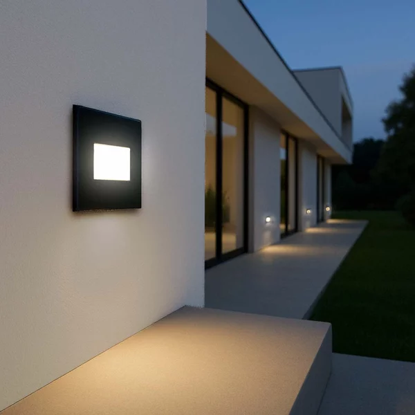 Segnapasso LED per Scatola 503 3.5W IP65 Nero - Antiabbagliamento Colore Bianco Caldo 2.700K